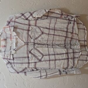 3/$10 American Eagle Outfitters Beige and Maroon Plaid Shirt